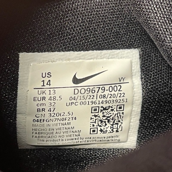 Nike Zoom Freak 4 TB Mens 14 Black White DO9679-002 Athletic Basketball Shoes - Picture 3 of 15